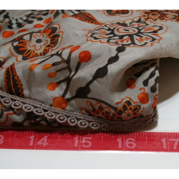 Hanii Y 100% Silk Boho Peasant Top Floral Print Womens S Brown Floral Retro - Picture 8 of 9